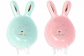 Піала керамічна "Зайка" 450 мл, 3 види рожевий, м`ята, 945-231