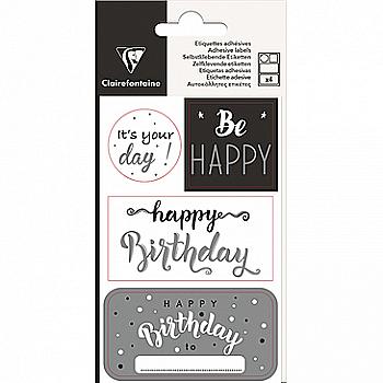 Наліпки декоративні "Birthday" 7,5*12 см, 16 шт.  (4 арк.), 617050C Наліпки декоративні "Birthday" 7,5*12 см, 16 шт.  (4 арк.), 617050C