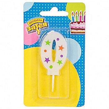 Свічка-цифра "0" Зірки, 5 см, 1502-4224