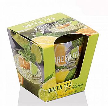 Свічка ароматична "Green Tea" 8 см (пудинг), 30 годин горіння, 56427 Свічка ароматична "Green Tea" 8 см (пудинг), 30 годин горіння, 56427