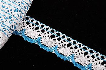 Кружево льняное 10 м, белое с розовым, 5-37001