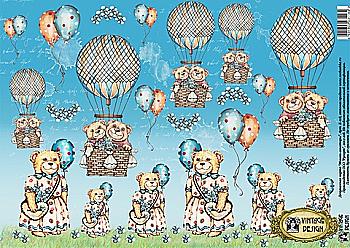 Карта декупажная "Медвежонок-авиатор", Vintage Design