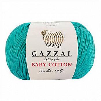 Пряжа Baby Cotton №3426 бірюза бавовна 60% акрил 40% 50гр 165 м Пряжа Baby Cotton №3426 бірюза бавовна 60% акрил 40% 50гр 165 м