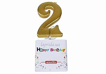 Свічка цифра "2", золото, 5-62638