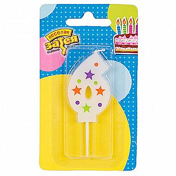 Свічка-цифра "6" Зірки, 5 см, 1502-4230