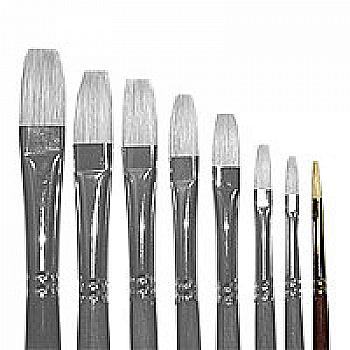 Пензлик "Живопис" 2112 Щетина плоска № 02 довга ручка білий ворс