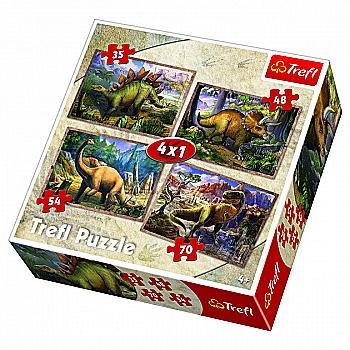 Пазл "4 в 1 mix" - Динозаври, Trefl, 34249 Пазл "4 в 1 mix" - Динозаври, Trefl, 34249