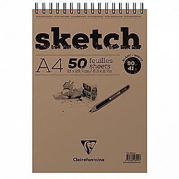 Скетчбук д/ескізів А4 Sketch на спіралі, 50 арк. (90 г/м2), білий папір, 96904C Clairefontaine Скетчбук д/ескізів А4 Sketch на спіралі, 50 арк. (90 г/м2), білий папір, 96904C Clairefontaine