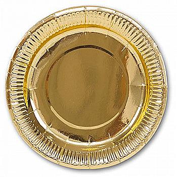 Тарелка фольгированная золотая, 17 см 6 ед., 1502-3086
