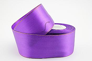 Лента атлас с краем 38 мм-23 м, 035, сиреневая