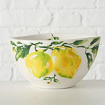 Пиала доломитовая круглая "Lemony" h=8 см/d=14 см, белый с цветным принтом, 2010465 Пиала доломитовая круглая "Lemony" h=8 см/d=14 см, белый с цветным принтом, 2010465