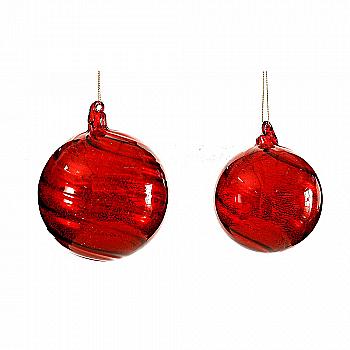 Підвіска новорічна Куля червона 10 см, 94035