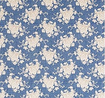 Ткань в рулоне Белый Цветок синий 1м*110 см, 100728