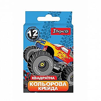 Мел цветной 12 шт, квадратный "Monster Truck", 400433