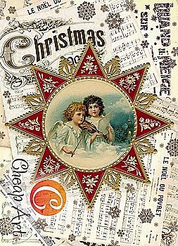 Карта декупажна А4 Циферблат мелодії Різдва, 45 г/м², 00588 Карта декупажна А4 Циферблат мелодії Різдва, 45 г/м², 00588