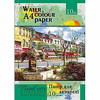 Папір для акварелі A4 10 аркушів (200г/м2), в папці, ПА4210 Папір для акварелі A4 10 аркушів (200г/м2), в папці, ПА4210