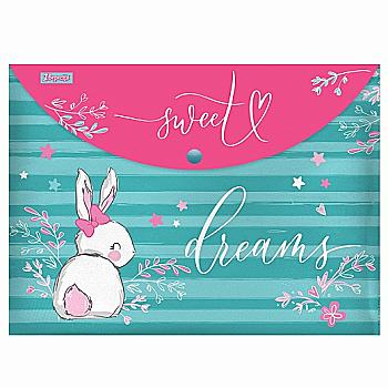 Папка-конверт на кнопці А4 "Bunny", 1 Вересня, 491918 Папка-конверт на кнопці А4 "Bunny", 1 Вересня, 491918