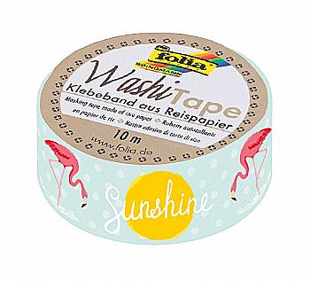 Скотч декоративний паперовий 15 мм*10 м, Фламінго на блакитному, 26071 Folia Скотч декоративний паперовий 15 мм*10 м, Фламінго на блакитному, 26071 Folia