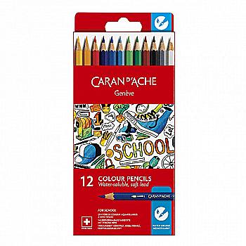 Набор акварельных карандашей 12 цв. Caran d`Ache School Lin карт. бокс, 1290.712 Набор акварельных карандашей 12 цв. Caran d`Ache School Lin карт. бокс, 1290.712