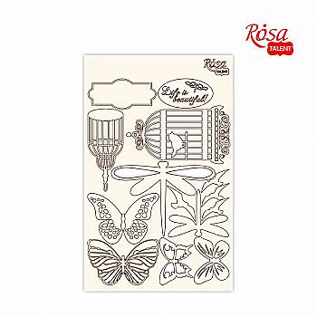 Чіпборд для скрапбукінгу 12,8*20 см "Floral Poem" 1, білий картон, 94232034 ROSA TALENT Чіпборд для скрапбукінгу 12,8*20 см "Floral Poem" 1, білий картон, 94232034 ROSA TALENT