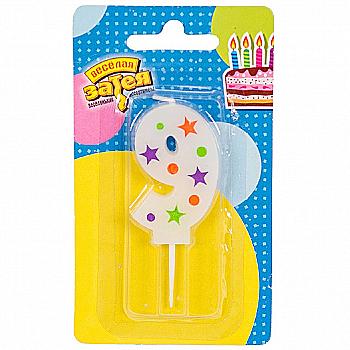 Свічка-цифра "9" Зірки, 5 см, 1502-4233 Свічка-цифра "9" Зірки, 5 см, 1502-4233