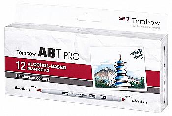 Набор маркеров двусторонних ABT Pro 12 цв. (0,5-5,5 мм), ландшафтный цвет, ABTP-12P-4 ТМ "Tombow" Набор маркеров двусторонних ABT Pro 12 цв. (0,5-5,5 мм), ландшафтный цвет, ABTP-12P-4 ТМ "Tombow"