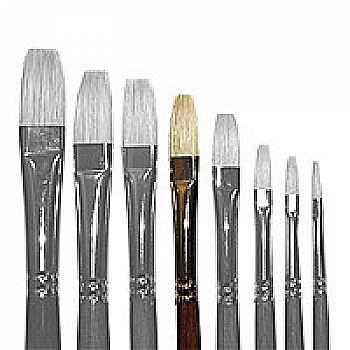 Пензлик "Живопис" 2112 Щетина плоска № 10 довга ручка білий ворс