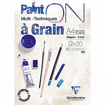 Склейка д/малюнка змішаних технік А4 Paint`On Grain, 20 арк. (250 г/м2), 975049C Clairefontaine Склейка д/малюнка змішаних технік А4 Paint`On Grain, 20 арк. (250 г/м2), 975049C Clairefontaine