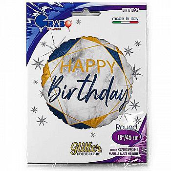 Куля повітряна 18" Геометрія мармур блакитний, 3202-2676