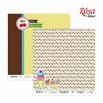 Бумага для скрапбукинга "Cake delicious" 1 двухстороннийй 30*30 см, 200 г/м2, TM ROSA Talent Бумага для скрапбукинга "Cake delicious" 1 двухстороннийй 30*30 см, 200 г/м2, TM ROSA Talent