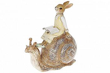 Декоративная статуэтка Кролик на улитке, 16.5см Декоративная статуэтка Кролик на улитке, 16.5см