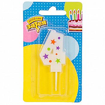 Свічка-цифра "4" Зірки, 5 см, 1502-4228