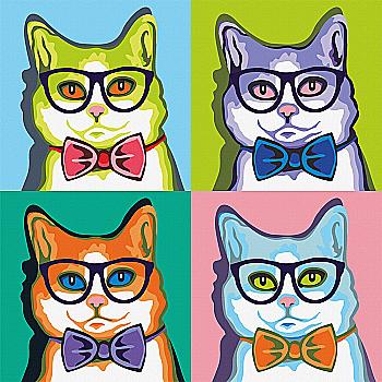 Полотно на картоні з контуром, Pop Art Cat, 30*30, бавовна, акрил, Rosa Start Полотно на картоні з контуром, Pop Art Cat, 30*30, бавовна, акрил, Rosa Start