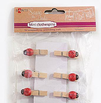 Набор прищепок деревянных Божьи коровки 6 шт, 740735 Набор прищепок деревянных Божьи коровки 6 шт, 740735