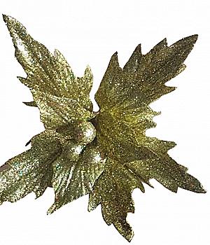 Пуансеттія 24 см з кліпом, золота 750257