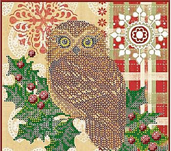 Схема для вишивки бісером "Сова і гостролист", AC-523 Схема для вишивки бісером "Сова і гостролист", AC-523