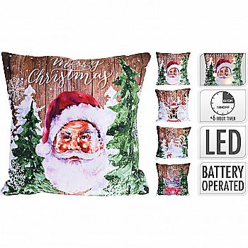 Подушка з новорічним принтом 40*40 см та LED-підсвіткою (4 види в асорт.), ANB000590 Подушка з новорічним принтом 40*40 см та LED-підсвіткою (4 види в асорт.), ANB000590