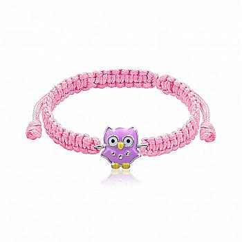 Браслет плетеный "Сова", розовый, 419560500611