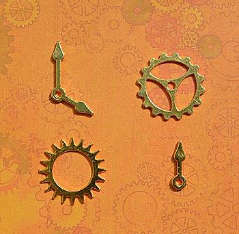 Набір металевих прикрас "Шестерні та стрілки" Золото