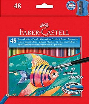 Карандаши 48 цв. акварельные + кисточка (картон), 114448, Faber-Castell, 25452 Карандаши 48 цв. акварельные + кисточка (картон), 114448, Faber-Castell, 25452