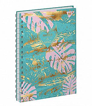 Блокнот А5 64 арк. кл, спіраль "Marble&Gold" YES 151615