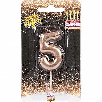 Свічка-цифра "5" Рожеве золото 4,5 см, 1502-3005