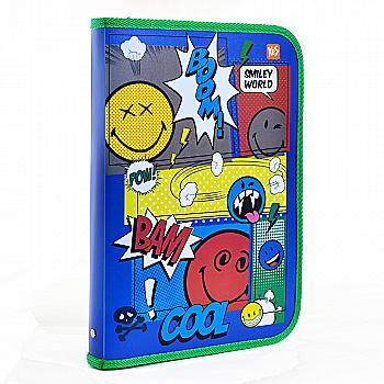 Папка для труда пласт. на молнии с внутр. карманом А4 "Smiley World"(blue), 491323 Папка для труда пласт. на молнии с внутр. карманом А4 "Smiley World"(blue), 491323