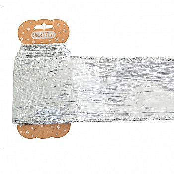 Стрічка декоративна 6 см*2 м, срібна, креш, 750325 Стрічка декоративна 6 см*2 м, срібна, креш, 750325