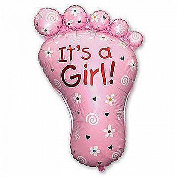 Шар воздушный Фигура Стопа девочки розовая Ф, 1207-1423