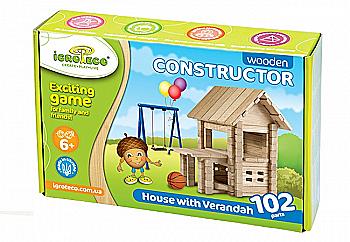 Конструктор деревянный "Домик с верандой" 102 дет.