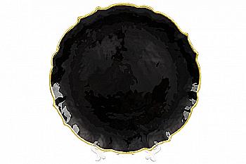Тарілка сервірувальна 33 см, чорна із золотою облямівкою, 587-028