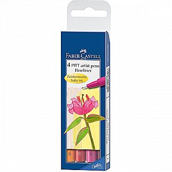 Набір ручок капілярних PITT Brush, 4 шт., теплі відтінки (в пласт. футлярі), 167005 Faber-Castell*** Набір ручок капілярних PITT Brush, 4 шт., теплі відтінки (в пласт. футлярі), 167005 Faber-Castell***