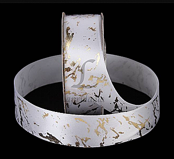 Стрічка декор 2,5 см-18 м, 5-75409 білий мармур
