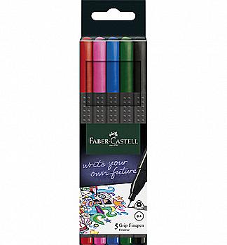 Набор ручек каппилярных 0,4 мм Grip 5 цв., 151604 Faber-Castell Набор ручек каппилярных 0,4 мм Grip 5 цв., 151604 Faber-Castell